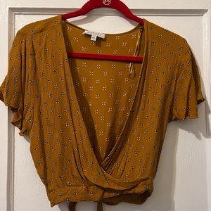 Mustard Cross Front Crop Top